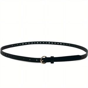 Juicy Couture Skinny Black Belt Cutout Logo Gold Buckle Womens Designer VTG YY2K